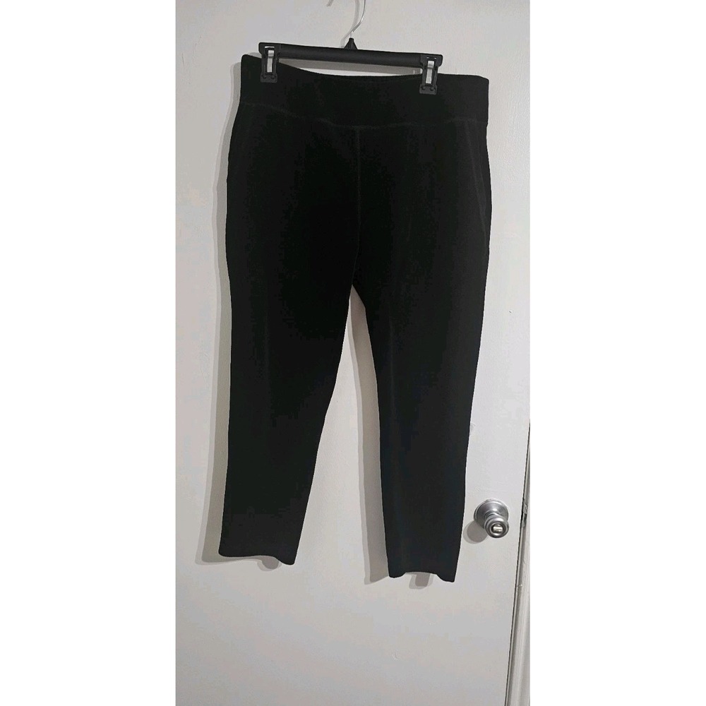 Susan Graver Velvet Chino Pants‎ Women Black Sz Large Petite Witchy Whimsigoth